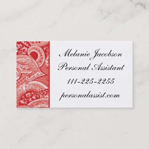 Customizable Elegant Red Brocade border business card