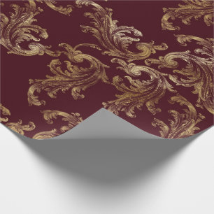 Elegant Red Brocade Holiday Christmas Wrapping Paper