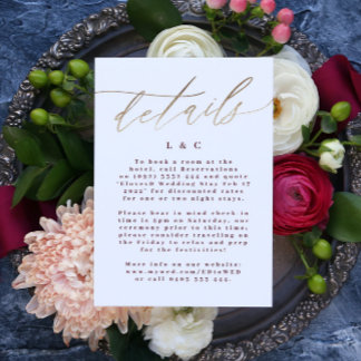 Elegant Red Burgundy Info Accommodation Gold RSVP Card