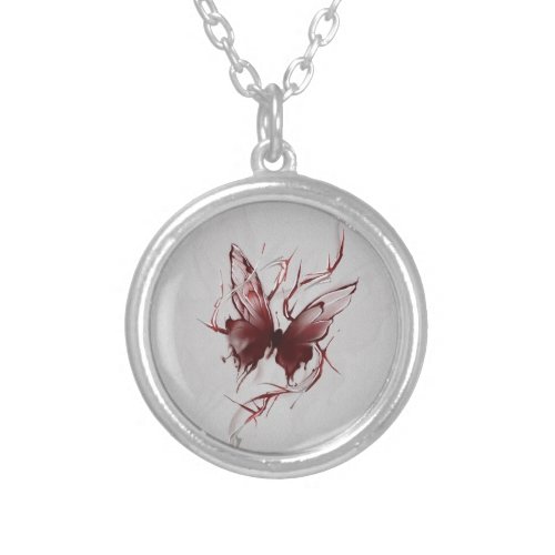 Elegant Red Butterfly Pendant Necklace