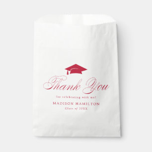 Elegant Red Calligraphy Graduation Thank You Favor Bag