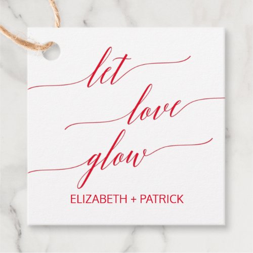 Elegant Red Calligraphy Let Love Glow Favor Tags