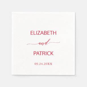 Elegant Red Calligraphy Wedding Napkins