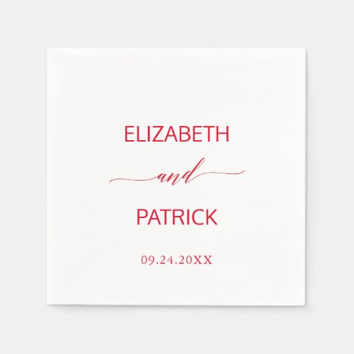 Elegant Red Calligraphy Wedding Napkins