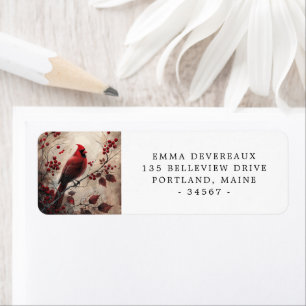 Elegant Red Cardinal and Berries Return Address Label