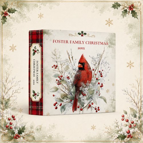 Elegant Red Cardinal Holiday Christmas Photo Album 3 Ring Binder