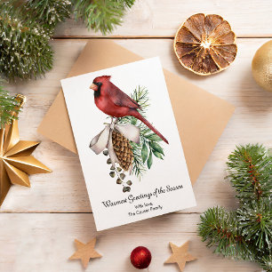 Elegant Red Cardinal Winter Christmas  Holiday Card