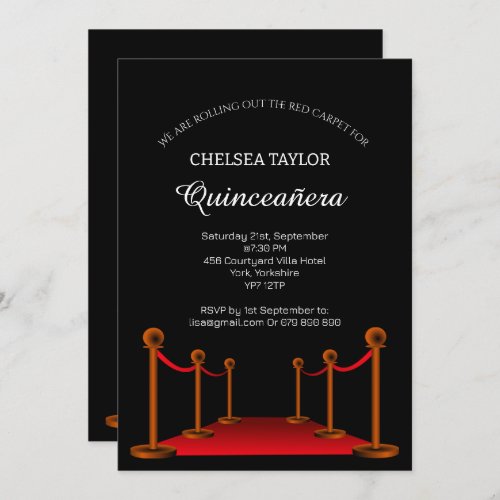 Elegant Red Carpet Quinceaera Personalised  Invitation