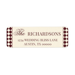 Elegant Red Checkered Old Money Return Address Label