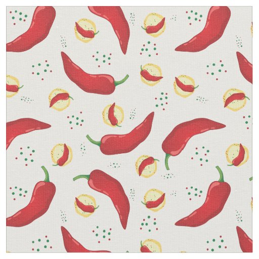 Elegant Red Chile Pattern Fabric