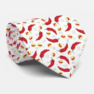 Elegant Red Chile Pattern Neck Tie