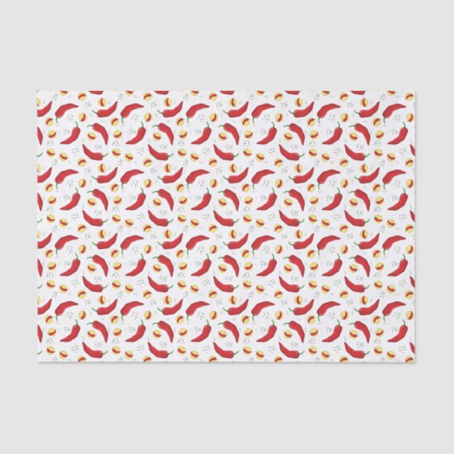 Elegant Red Chile Pattern Tissue Paper (Front)