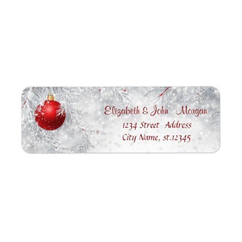 Elegant Red Christmas Ball,Pine Tree Branches Label