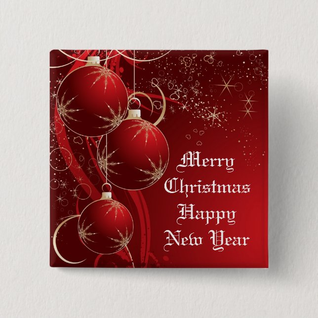Elegant Red Christmas Button (Front)