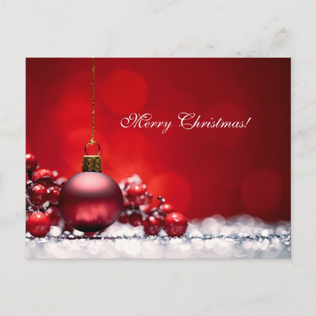 Elegant Red Christmas Candle OrnamentGreeting Card (Front)