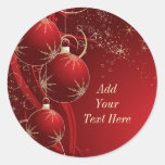 Elegant Red Christmas Classic Round Sticker at Zazzle