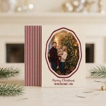 Elegant Red Christmas Custom Modern Family Photo