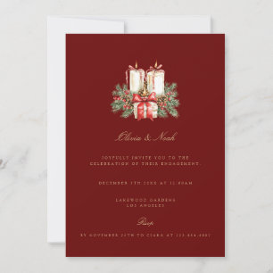 Elegant Red Christmas Decor Engagement Invitation