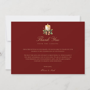Elegant Red Christmas Decor Thank you Card
