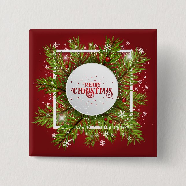 Elegant Red Christmas Holiday | Pin Button (Front)