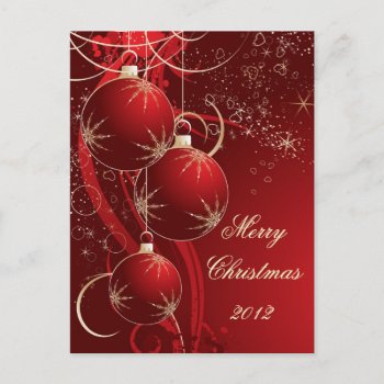 Elegant Red Christmas Holiday Postcard by MyCustomCreations at Zazzle