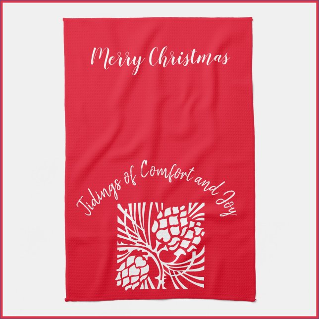 Elegant Red Christmas Holiday Season Kitchen Towel (Creator Uploaded)