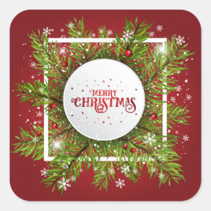 Elegant Red Christmas Holiday Sticker
