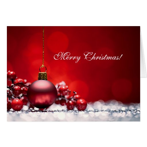 Elegant Red Christmas Ornament Greeting Card | Zazzle