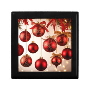 🎄 Elegant Red Christmas Ornaments Luxury Holiday Gift Box