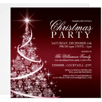 Elegant Red Christmas Party Invitation