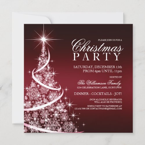 Elegant Red Christmas Party Invitation