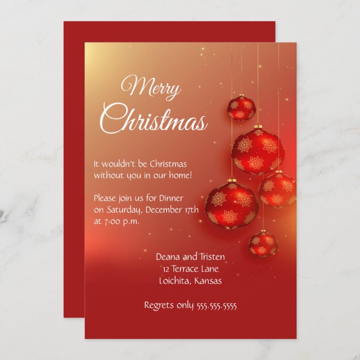 Elegant Red Christmas Party Invitation | Zazzle