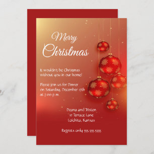 Elegant Red Christmas Party Invitation