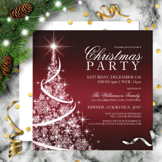 Elegant Red Christmas Party Invitation