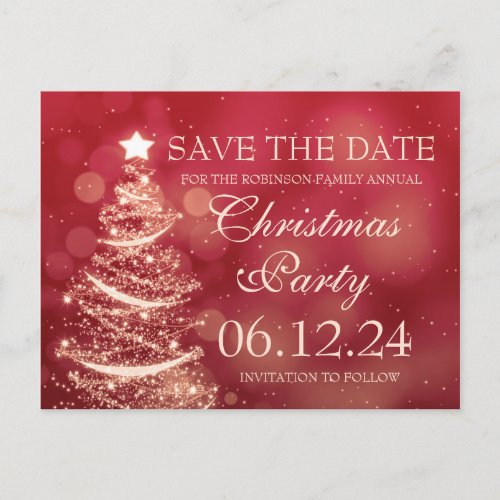 Elegant Red Christmas Party Save The Date Announcement Postcard