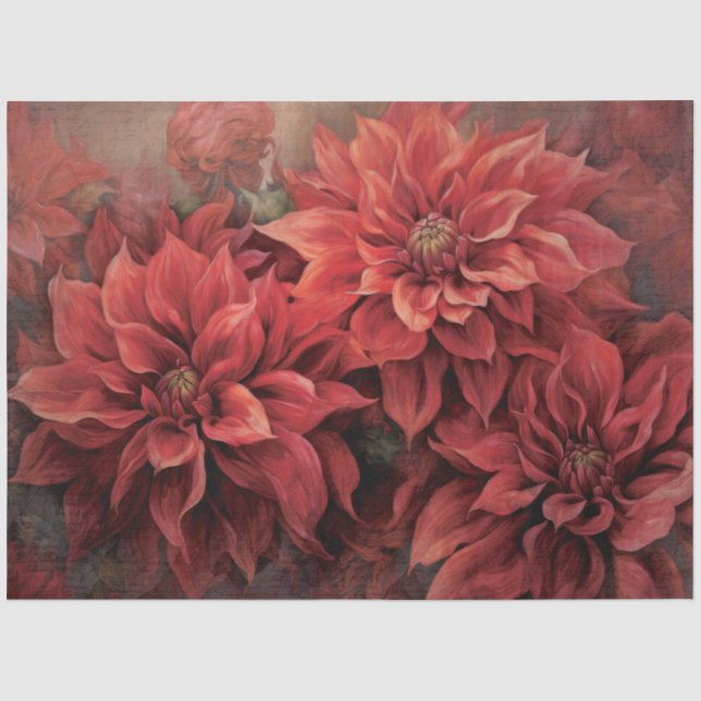 Elegant Red Christmas Poinsettia for Decoupage Tissue Paper (Front)