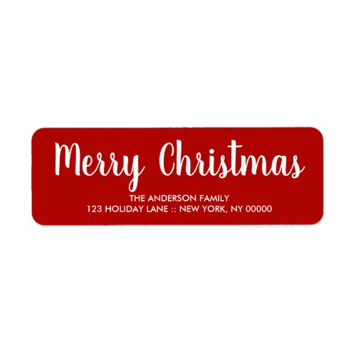 Elegant red Christmas Return Address  Label