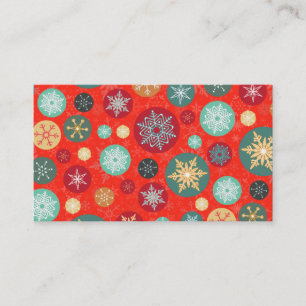 Elegant Red Christmas Snowflake Retro Pattern Business Card
