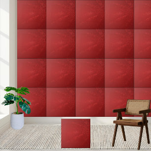 Elegant Red Christmas Snowflake Sparkle Ceramic Tile