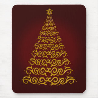 Elegant Red Christmas Tree Mouse Pad
