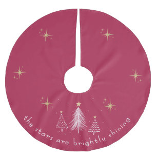 Elegant Red Christmas Tree Skirt with Gold Stars