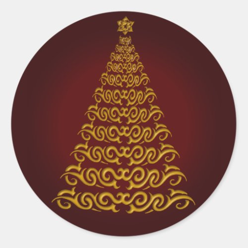 Elegant Red Christmas Tree Stickers