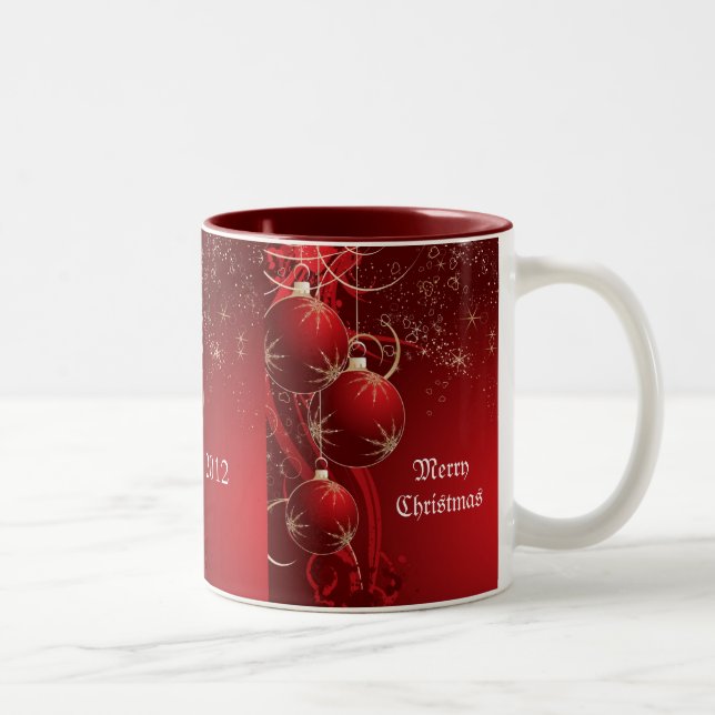 Elegant Red Christmas Two-Tone Coffee Mug (Right)