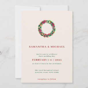 Elegant Red Christmas Wreath Invitation