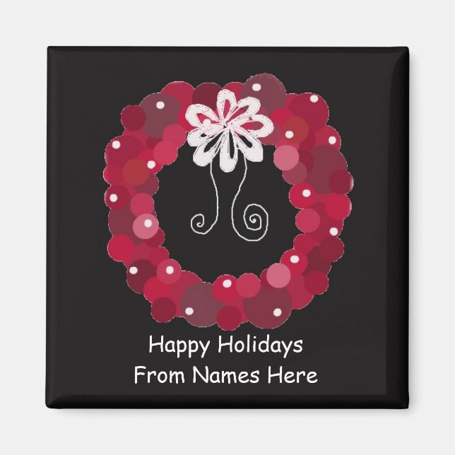 Elegant Red Christmas Wreath Magnet (Front)