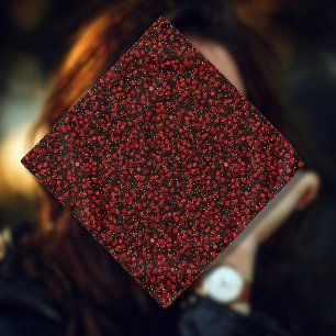 Elegant Red Confetti on Black Glitter Style Bandana
