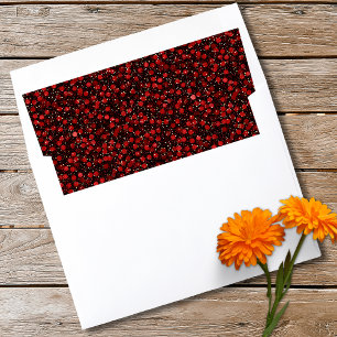 Elegant Red Confetti on Black Glitter Style Envelope Liner