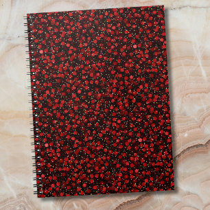 Elegant Red Confetti on Black Glitter Style Notebook
