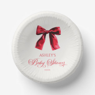 Elegant Red Coquette Bow Baby Shower Paper Bowls