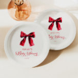 Elegant Red Coquette Bow Baby Shower Paper Plates<br><div class="desc">This is an Elegant Red Coquette Bow Baby Shower Paper Plates!</div>